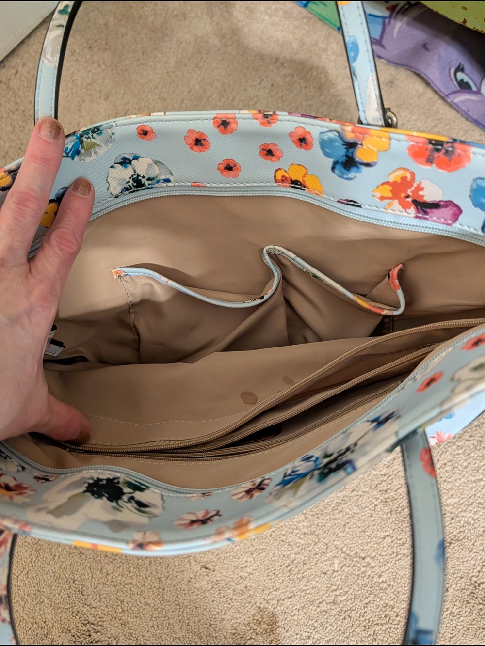 Nine West Pastel Blue Floral Tote - Picture 9 of 10